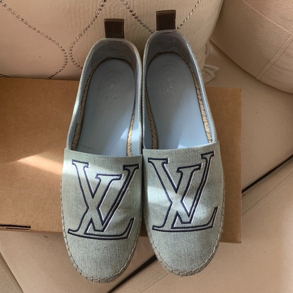 Louis Vuitton Blue Denim Seashore Espadrille Flats